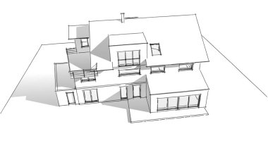 Ev kavramı kroki 3d çizim