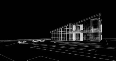 Ev kavramı kroki 3d çizim