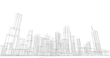şehir mimarisi ve binalar 3D çizimi 
