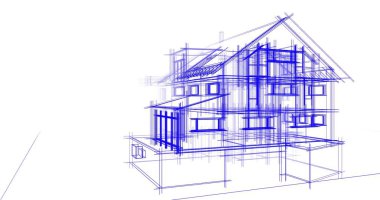 Ev kavramı kroki 3d çizim