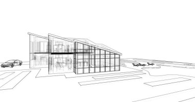 Ev kavramı kroki 3d çizim