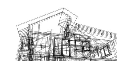 Ev kavramı kroki 3d çizim