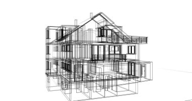 Ev kavramı kroki 3d çizim