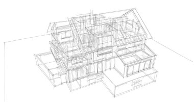 Ev kavramı kroki 3d çizim