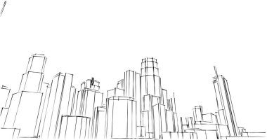 şehir mimarisi ve binalar 3D çizimi 