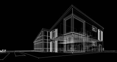 Ev kavramı kroki 3d çizim