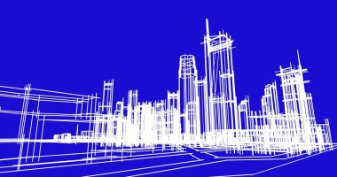 şehir mimarisi ve binalar 3D çizimi 