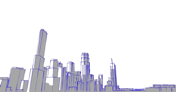 Illustrazione Dell Architettura Degli Edifici Della Città — Foto Stock