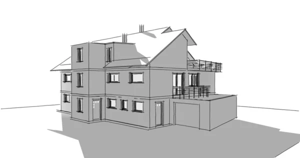 Haus Konzept Skizze Illustration — Stockfoto