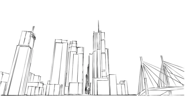 Illustration Von Stadtarchitektur Und Gebäuden — Stockfoto