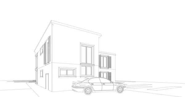 Haus Konzept Skizze Illustration — Stockfoto