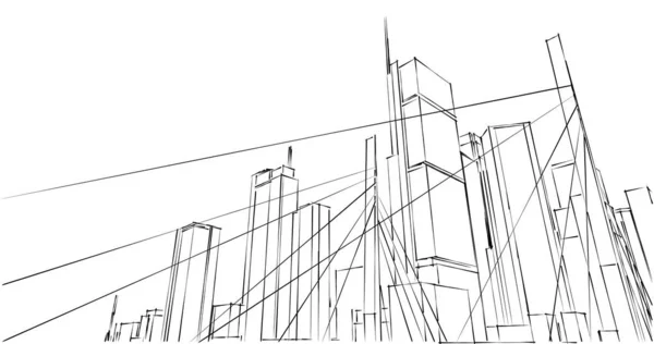 şehir mimarisi ve binalar 3D çizimi 