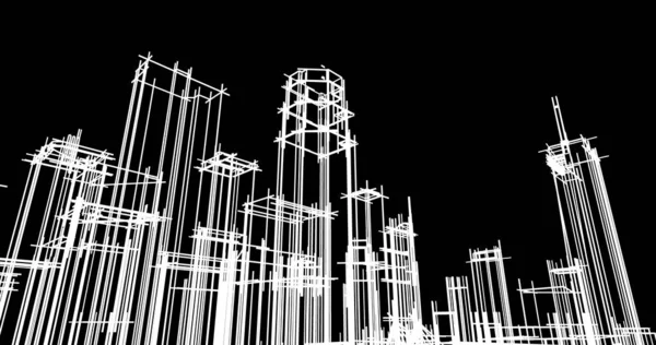 Иллюстрация Архитектуры Зданий Города — стоковое фото