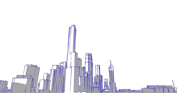 Illustrazione Dell Architettura Degli Edifici Della Città — Foto Stock