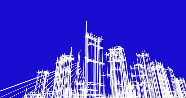 Város Építészeti Épületek Illusztráció — Stock Fotó