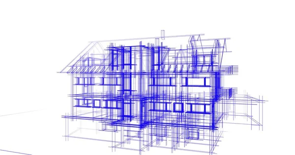 房子概念剪影3D — 图库照片