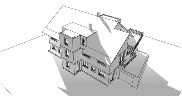 房子概念剪影3D — 图库照片