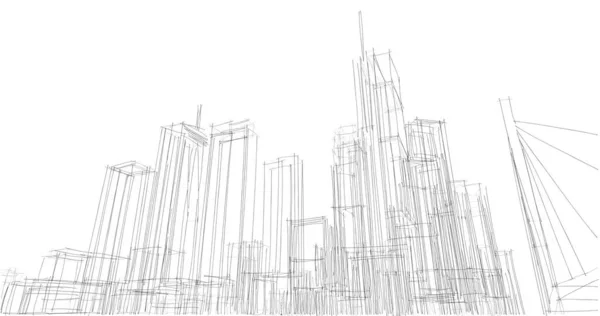 Város Építészeti Épületek Illusztráció — Stock Fotó
