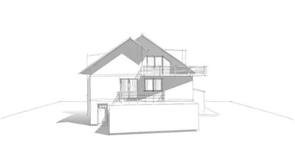 房子概念剪影3D — 图库照片