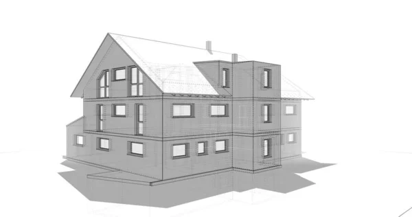 房子概念剪影3D — 图库照片