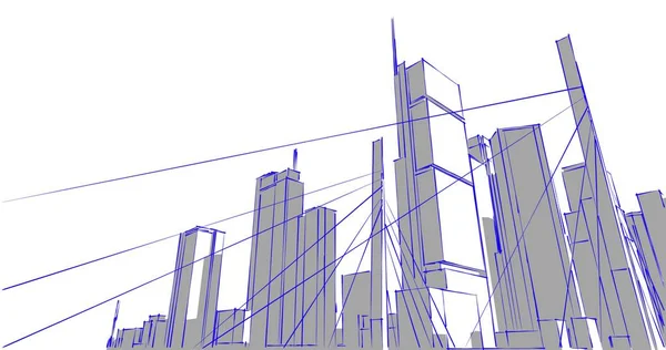 Иллюстрация Архитектуры Зданий Города — стоковое фото