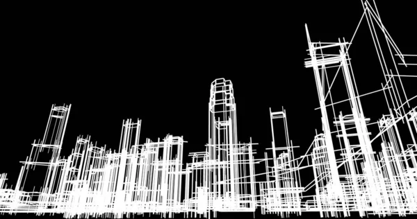 Ilustracja Architektura Miasta Budynków — Zdjęcie stockowe