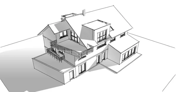 Ескіз Концепції Будинку Ілюстрація — стокове фото