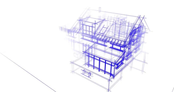 房子概念剪影3D — 图库照片