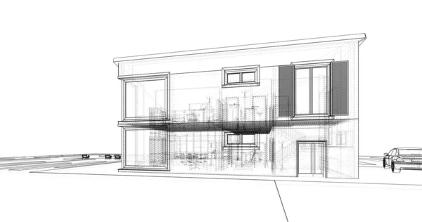 Conception Maison Croquis Illustration — Photo