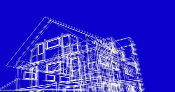 房子概念剪影3D — 图库照片