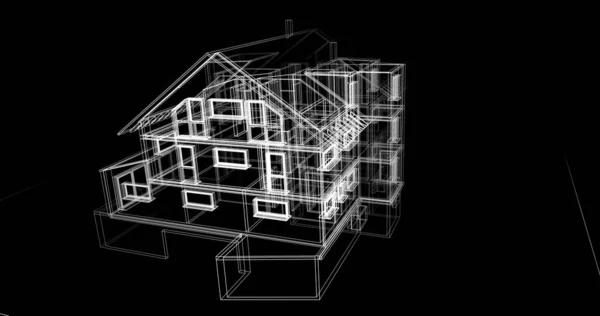 房子概念剪影3D — 图库照片