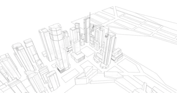 Illustrazione Dell Architettura Degli Edifici Della Città — Foto Stock