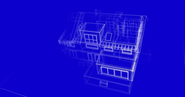 房子概念剪影3D — 图库照片