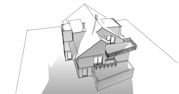 房子概念剪影3D — 图库照片