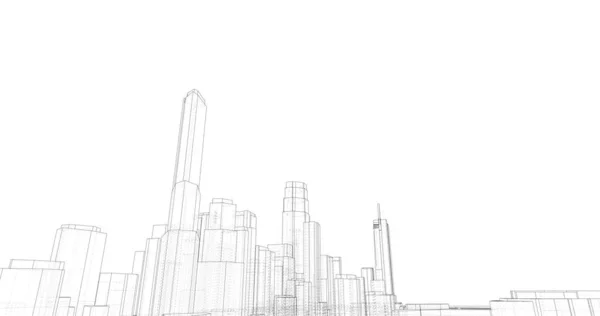 Ilustração Arquitetura Cidade Edifícios — Fotografia de Stock