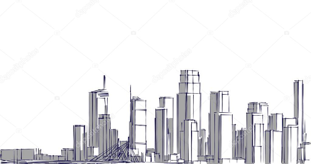 3d illustration of city architecture and buildings 