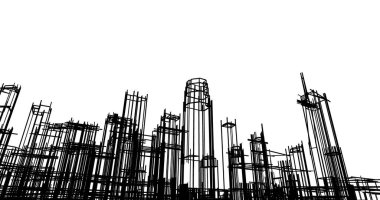 şehir mimarisi ve binalar 3D çizimi 