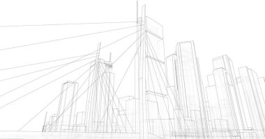 şehir mimarisi ve binalar 3D çizimi 