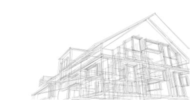 Ev kavramı kroki 3d çizim