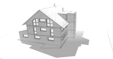 Ev kavramı kroki 3d çizim