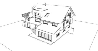 Ev kavramı kroki 3d çizim