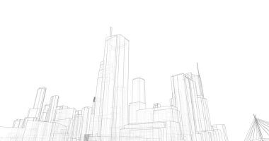 şehir mimarisi ve binalar 3D çizimi 