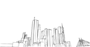 şehir mimarisi ve binalar 3D çizimi 