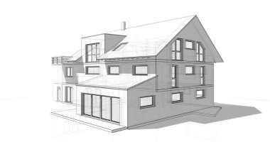 Ev kavramı kroki 3d çizim