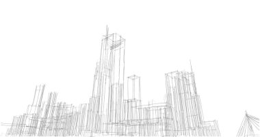 şehir mimarisi ve binalar 3D çizimi 