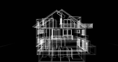 Ev kavramı kroki 3d çizim