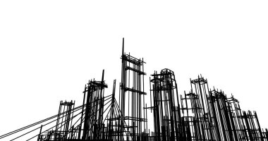 şehir mimarisi ve binalar 3D çizimi 