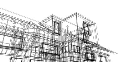 Ev kavramı kroki 3d çizim