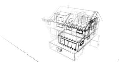 Ev kavramı kroki 3d çizim
