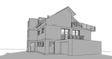 Ev kavramı kroki 3d çizim